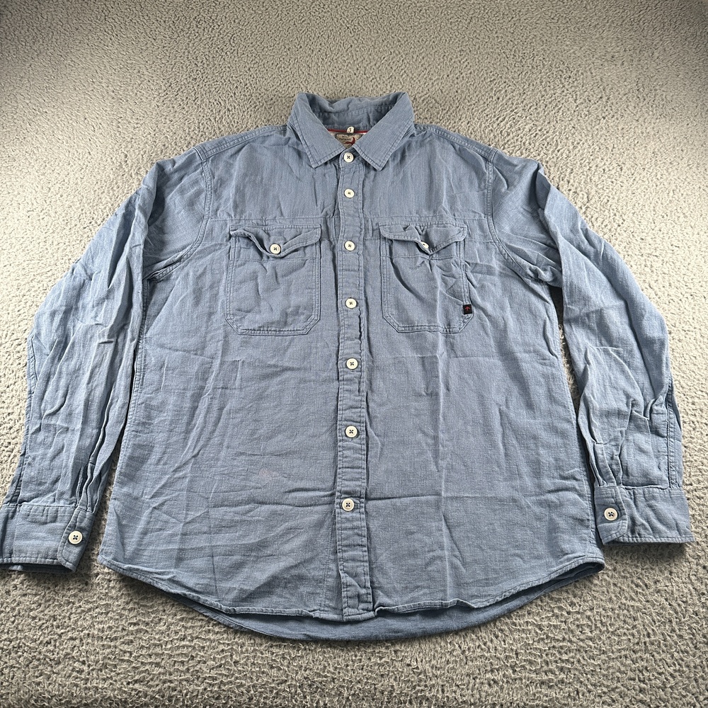 Relwen Harbor Shirt Mens XL Blue Linen Cotton Long Sleeve Button Up Casual